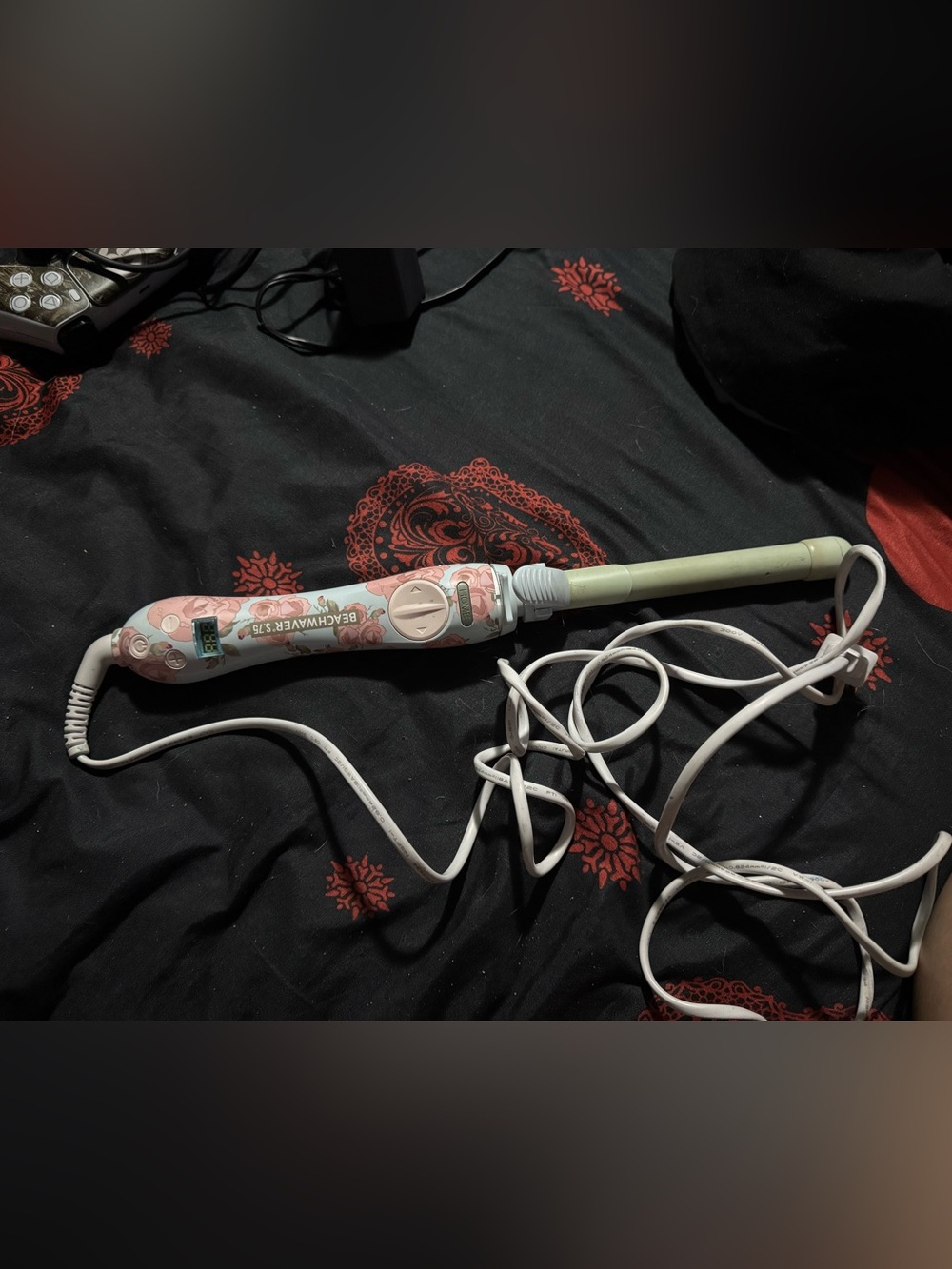 The Beachwaver Co. Floral Pink and Mint Curling Wand
